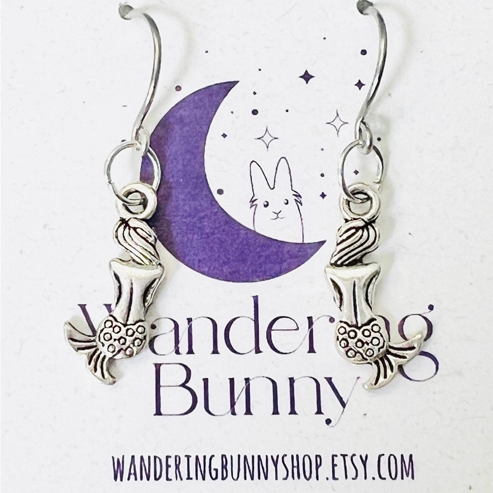 Silver Hypoallergenic Mermaid Earrings, Handmade by Wandering Bunny LLC